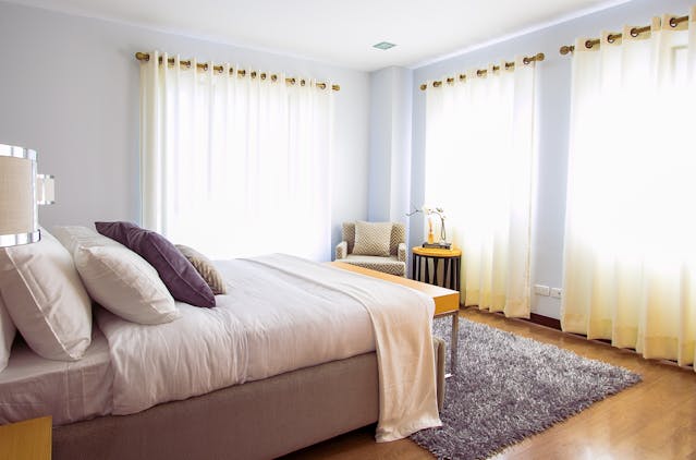 bedroom with large windows