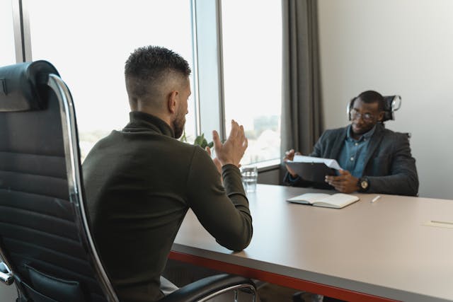 two people in interview