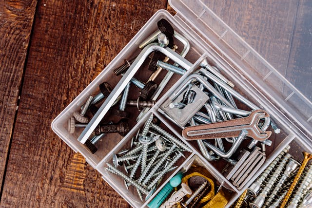 screws in plastic box