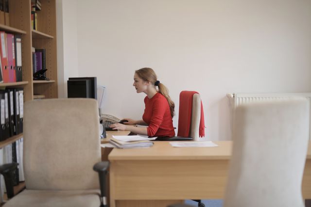 a property manager working at a desk